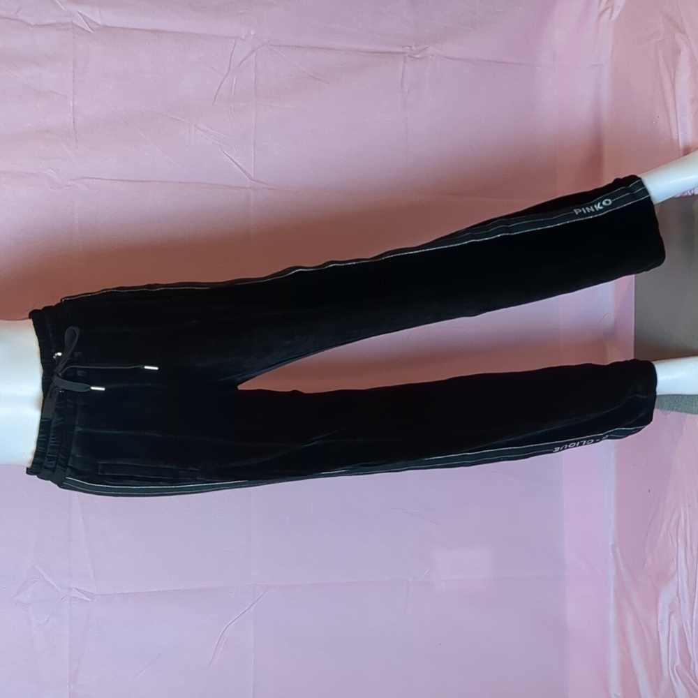 Pinko Black Velvet Side Tape Pants size Medium